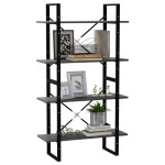 vidaXL Bibliotecă cu 4 rafturi, gri, 80x30x140 cm, lemn masiv de pin vidaXL Bibliotecă cu 4 rafturi, gri, 80x30x140 cm, lemn masiv de pin