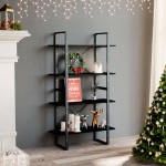 vidaXL Bibliotecă cu 4 rafturi, negru, 80x30x140 cm, lemn masiv de pin vidaXL Bibliotecă cu 4 rafturi, negru, 80x30x140 cm, lemn masiv de pin