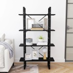 vidaXL Bibliotecă cu 4 rafturi, negru, 80x30x140 cm, lemn masiv de pin vidaXL Bibliotecă cu 4 rafturi, negru, 80x30x140 cm, lemn masiv de pin