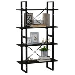 vidaXL Bibliotecă cu 4 rafturi, negru, 80x30x140 cm, lemn masiv de pin vidaXL Bibliotecă cu 4 rafturi, negru, 80x30x140 cm, lemn masiv de pin