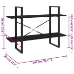 vidaXL Bibliotecă cu 2 rafturi, negru, 100x30x70 cm, PAL vidaXL Bibliotecă cu 2 rafturi, negru, 100x30x70 cm, PAL