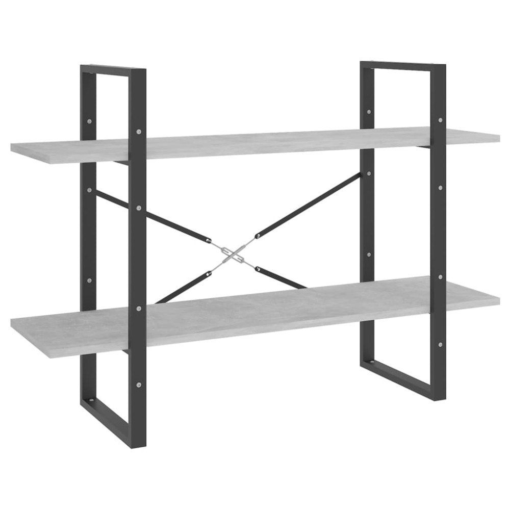 vidaXL Bibliotecă cu 2 rafturi, gri beton, 100x30x70 cm, PAL