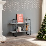 vidaXL Bibliotecă cu 2 rafturi, gri beton, 100x30x70 cm, PAL vidaXL Bibliotecă cu 2 rafturi, gri beton, 100x30x70 cm, PAL