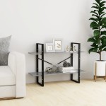 vidaXL Bibliotecă cu 2 rafturi, gri beton, 100x30x70 cm, PAL vidaXL Bibliotecă cu 2 rafturi, gri beton, 100x30x70 cm, PAL