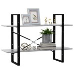 vidaXL Bibliotecă cu 2 rafturi, gri beton, 100x30x70 cm, PAL vidaXL Bibliotecă cu 2 rafturi, gri beton, 100x30x70 cm, PAL