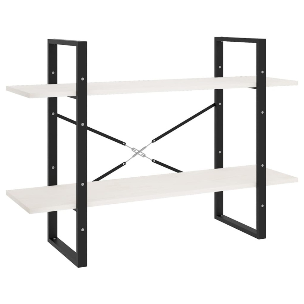 vidaXL Bibliotecă cu 2 rafturi, alb, 100x30x70 cm, lemn masiv de pin
