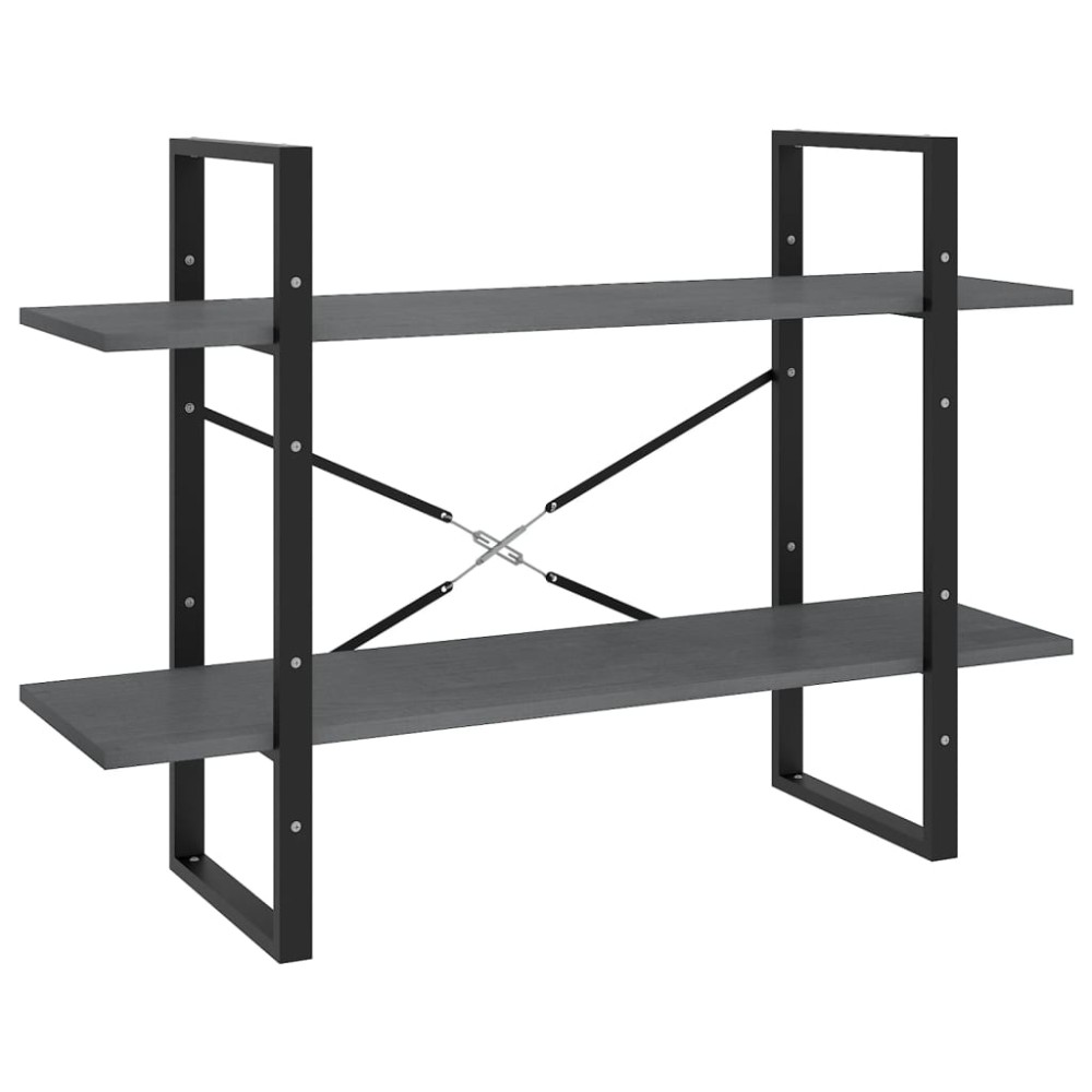 vidaXL Bibliotecă cu 2 rafturi, gri, 100x30x70 cm, lemn masiv de pin