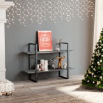 vidaXL Bibliotecă cu 2 rafturi, gri, 100x30x70 cm, lemn masiv de pin vidaXL Bibliotecă cu 2 rafturi, gri, 100x30x70 cm, lemn masiv de pin