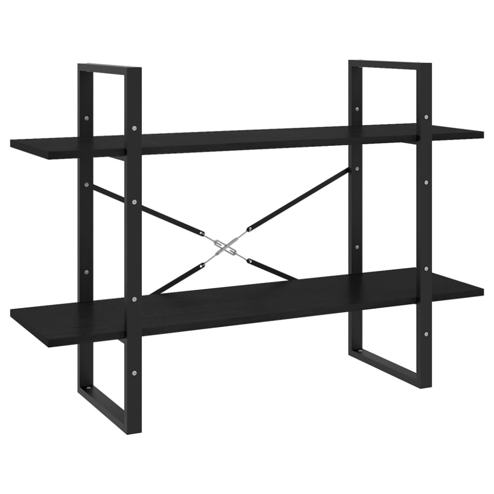 vidaXL Bibliotecă cu 2 rafturi, 100x30x70 cm, negru, lemn masiv de pin