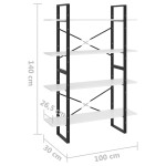 vidaXL Bibliotecă cu 4 rafturi, alb, 100x30x140 cm, PAL vidaXL Bibliotecă cu 4 rafturi, alb, 100x30x140 cm, PAL