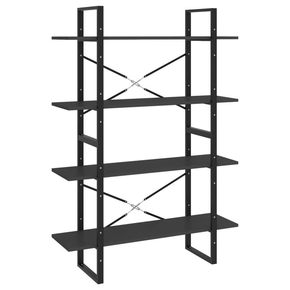 vidaXL Bibliotecă cu 4 rafturi, gri, 100x30x140 cm, PAL