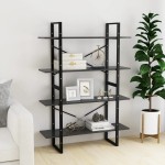 vidaXL Bibliotecă cu 4 rafturi, gri, 100x30x140 cm, PAL