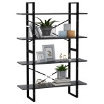 vidaXL Bibliotecă cu 4 rafturi, gri, 100x30x140 cm, PAL