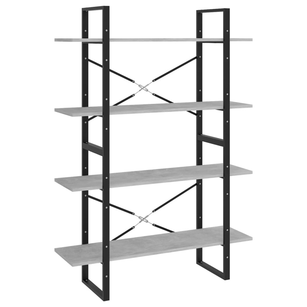 vidaXL Bibliotecă, 4 rafturi, gri beton, 100x30x140cm, lemn prelucrat