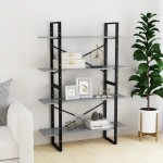 vidaXL Bibliotecă, 4 rafturi, gri beton, 100x30x140cm, lemn prelucrat vidaXL Bibliotecă, 4 rafturi, gri beton, 100x30x140cm, lemn prelucrat