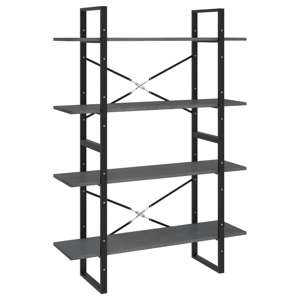 vidaXL Bibliotecă cu 4 rafturi, gri, 100x30x140 cm, lemn masiv de pin