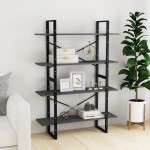 vidaXL Bibliotecă cu 4 rafturi, gri, 100x30x140 cm, lemn masiv de pin vidaXL Bibliotecă cu 4 rafturi, gri, 100x30x140 cm, lemn masiv de pin