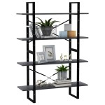 vidaXL Bibliotecă cu 4 rafturi, gri, 100x30x140 cm, lemn masiv de pin vidaXL Bibliotecă cu 4 rafturi, gri, 100x30x140 cm, lemn masiv de pin