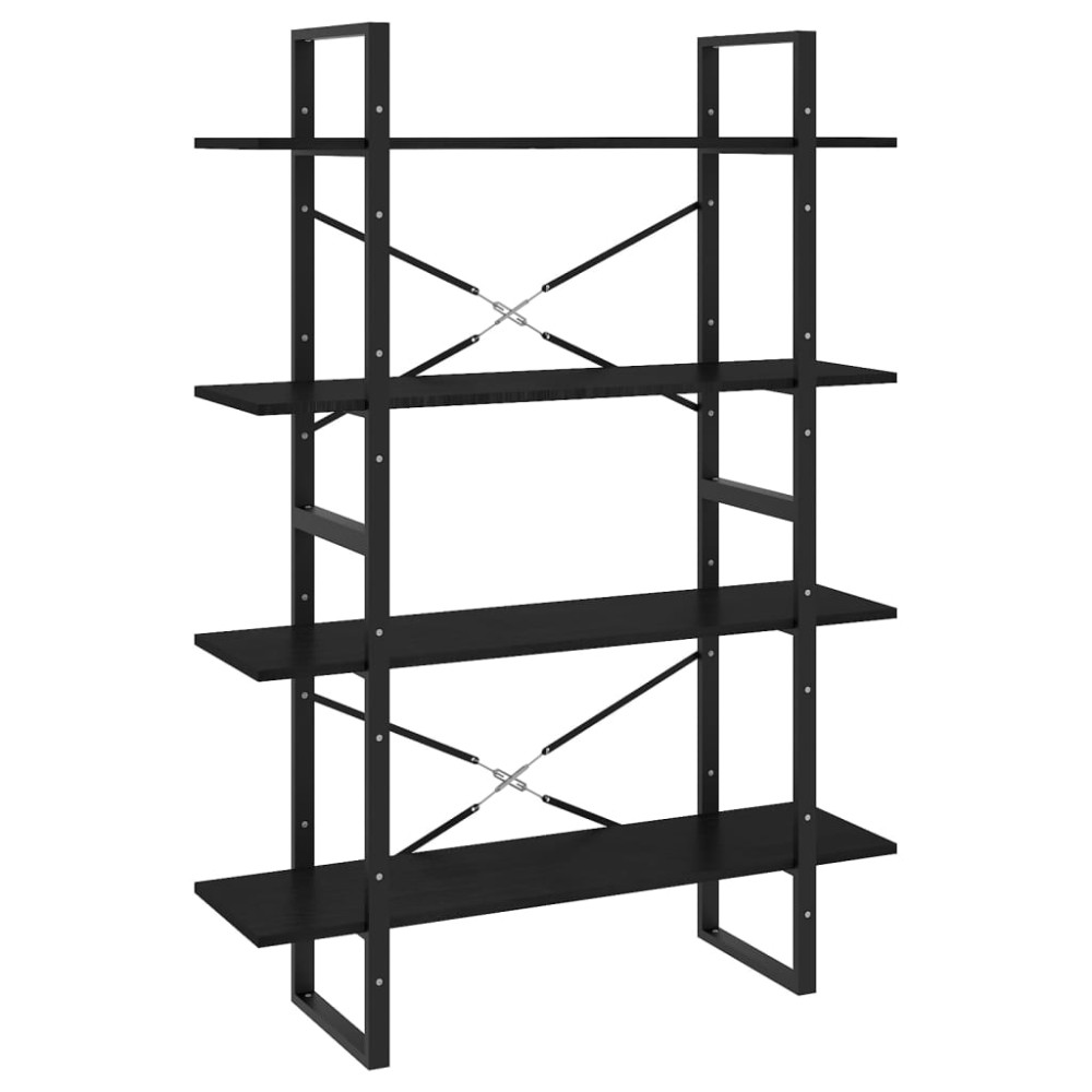 vidaXL Bibliotecă cu 4 rafturi, negru, 100x30x140 cm, lemn masiv pin