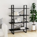 vidaXL Bibliotecă cu 4 rafturi, negru, 100x30x140 cm, lemn masiv pin
