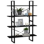 vidaXL Bibliotecă cu 4 rafturi, negru, 100x30x140 cm, lemn masiv pin