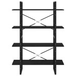 vidaXL Bibliotecă cu 4 rafturi, negru, 100x30x140 cm, lemn masiv pin