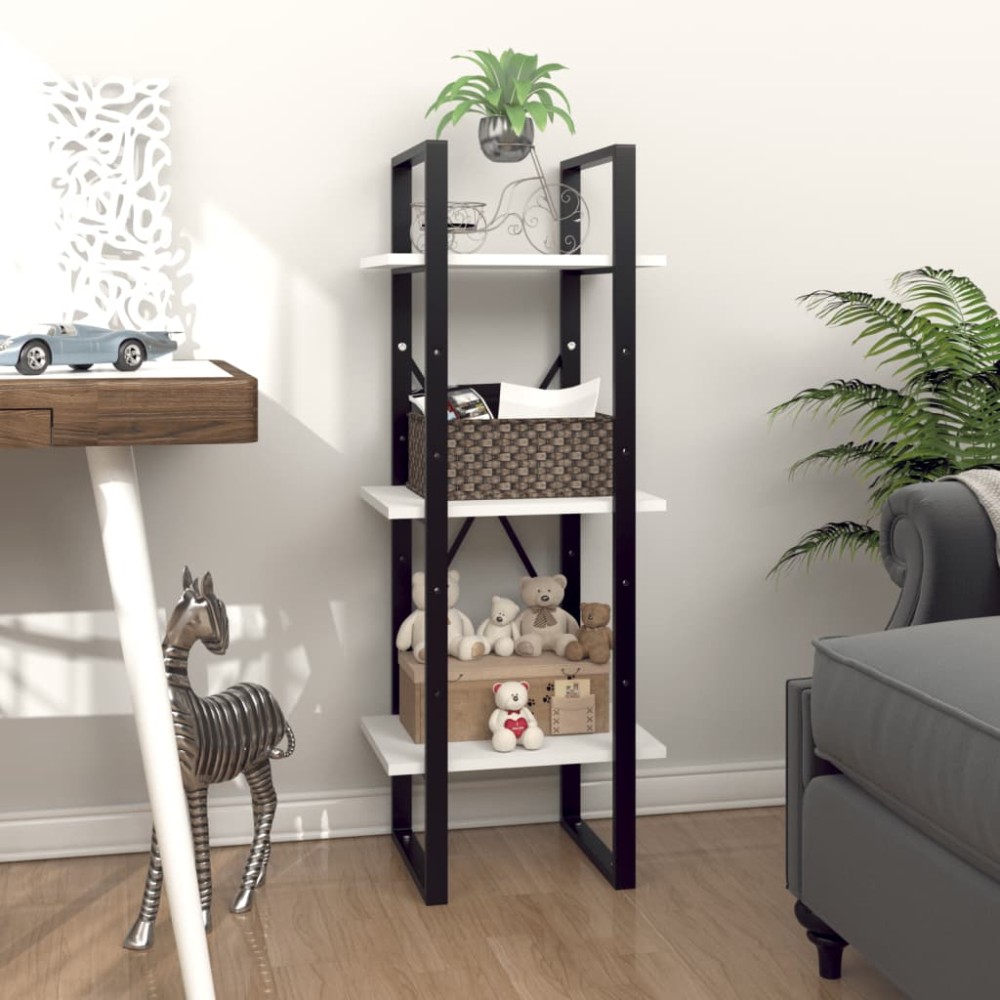 vidaXL Bibliotecă cu 3 rafturi, alb, 40x30x105 cm, PAL