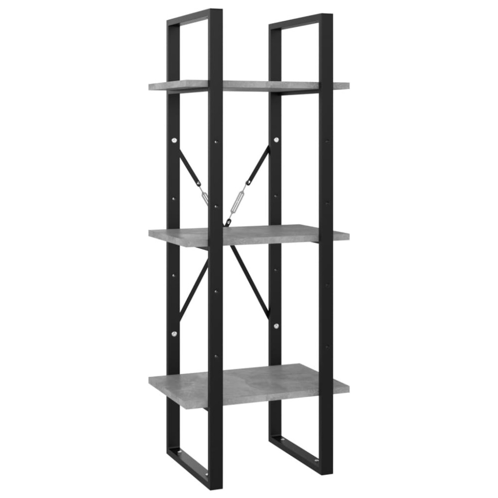 vidaXL Bibliotecă cu 3 rafturi, gri beton, 40x30x105 cm, PAL