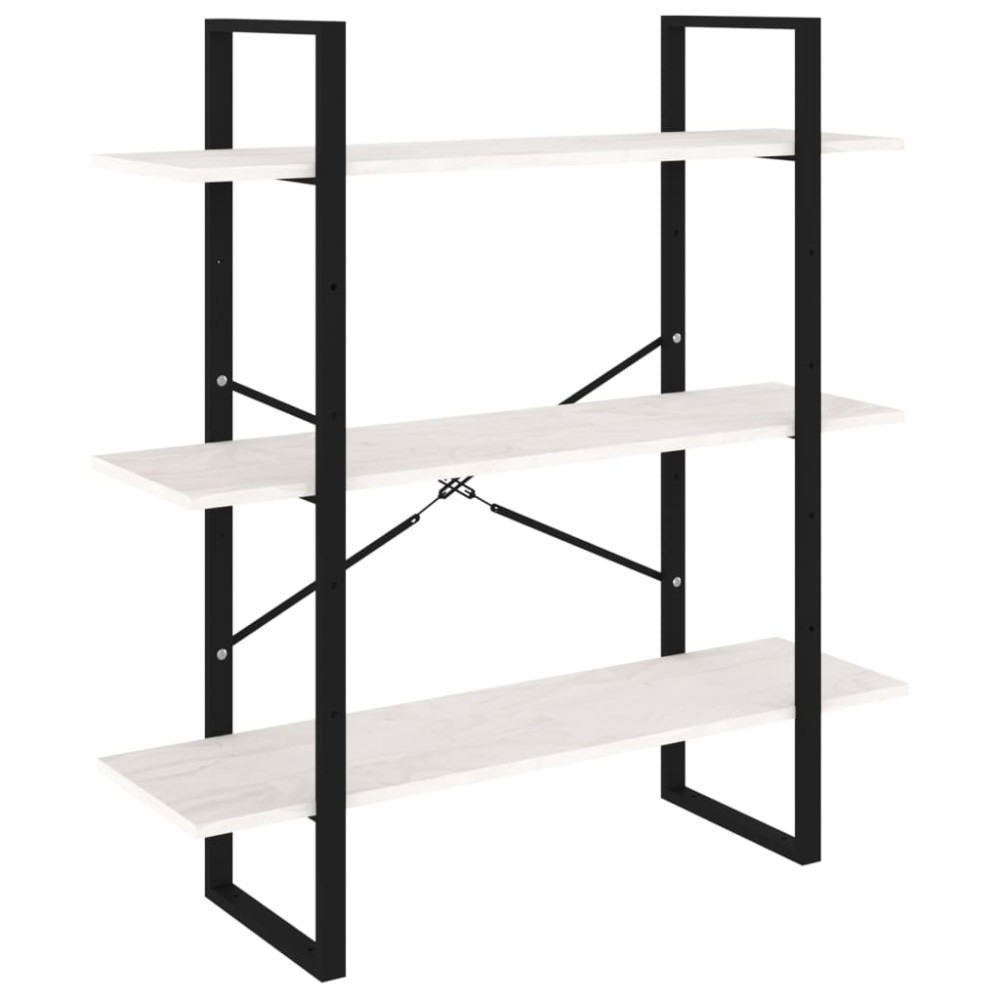 vidaXL Bibliotecă cu 3 rafturi, alb, 100x30x105 cm, lemn masiv de pin