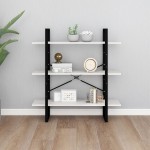 vidaXL Bibliotecă cu 3 rafturi, alb, 100x30x105 cm, lemn masiv de pin vidaXL Bibliotecă cu 3 rafturi, alb, 100x30x105 cm, lemn masiv de pin