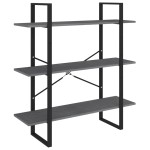 vidaXL Bibliotecă cu 3 rafturi, gri, 100x30x105 cm, lemn masiv de pin vidaXL Bibliotecă cu 3 rafturi, gri, 100x30x105 cm, lemn masiv de pin