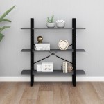 vidaXL Bibliotecă cu 3 rafturi, gri, 100x30x105 cm, lemn masiv de pin vidaXL Bibliotecă cu 3 rafturi, gri, 100x30x105 cm, lemn masiv de pin