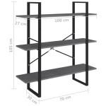 vidaXL Bibliotecă cu 3 rafturi, gri, 100x30x105 cm, lemn masiv de pin vidaXL Bibliotecă cu 3 rafturi, gri, 100x30x105 cm, lemn masiv de pin