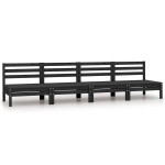 vidaXL Canapele de mijloc de grădină, 4 buc., negru, lemn masiv de pin vidaXL Canapele de mijloc de grădină, 4 buc., negru, lemn masiv de pin