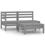 vidaXL Set mobilier de grădină, 3 piese, gri, lemn masiv de pin vidaXL Set mobilier de grădină, 3 piese, gri, lemn masiv de pin