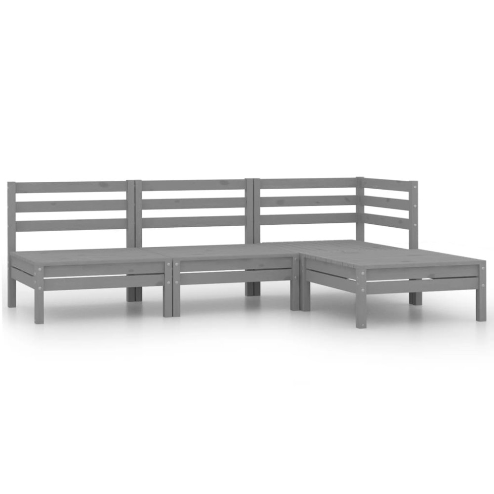 vidaXL Set mobilier de grădină, 4 piese, gri, lemn masiv de pin