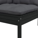 vidaXL Canapea de grădină cu 2 locuri, cu perne, negru, lemn masiv pin vidaXL Canapea de grădină cu 2 locuri, cu perne, negru, lemn masiv pin