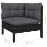 vidaXL Canapea de grădină cu 2 locuri, cu perne, negru, lemn masiv pin vidaXL Canapea de grădină cu 2 locuri, cu perne, negru, lemn masiv pin