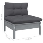 vidaXL Canapea de grădină cu 2 locuri, cu perne, gri, lemn masiv pin vidaXL Canapea de grădină cu 2 locuri, cu perne, gri, lemn masiv pin
