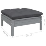 vidaXL Canapea de grădină cu 2 locuri, cu perne, gri, lemn masiv pin