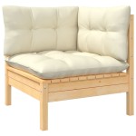 vidaXL Set mobilier grădină cu perne crem, 3 piese, lemn masiv de pin vidaXL Set mobilier grădină cu perne crem, 3 piese, lemn masiv de pin
