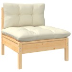 vidaXL Set mobilier grădină cu perne crem, 3 piese, lemn masiv de pin vidaXL Set mobilier grădină cu perne crem, 3 piese, lemn masiv de pin
