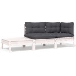vidaXL Set mobilier de grădină cu perne, 3 piese, alb, lemn masiv pin vidaXL Set mobilier de grădină cu perne, 3 piese, alb, lemn masiv pin