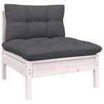 vidaXL Set mobilier de grădină cu perne, 3 piese, alb, lemn masiv pin vidaXL Set mobilier de grădină cu perne, 3 piese, alb, lemn masiv pin