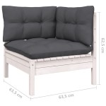 vidaXL Set mobilier de grădină cu perne, 3 piese, alb, lemn masiv pin vidaXL Set mobilier de grădină cu perne, 3 piese, alb, lemn masiv pin