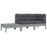 vidaXL Set mobilier de grădină cu perne, 3 piese, gri, lemn masiv pin vidaXL Set mobilier de grădină cu perne, 3 piese, gri, lemn masiv pin