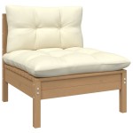 vidaXL Set mobilier grădină cu perne crem, 3 piese, lemn masiv de pin