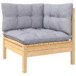 vidaXL Set mobilier de grădină cu perne gri, 3 piese, lemn masiv pin vidaXL Set mobilier de grădină cu perne gri, 3 piese, lemn masiv pin