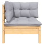 vidaXL Set mobilier de grădină cu perne gri, 3 piese, lemn masiv pin vidaXL Set mobilier de grădină cu perne gri, 3 piese, lemn masiv pin