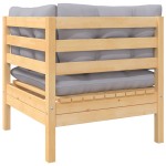 vidaXL Set mobilier de grădină cu perne gri, 3 piese, lemn masiv pin vidaXL Set mobilier de grădină cu perne gri, 3 piese, lemn masiv pin